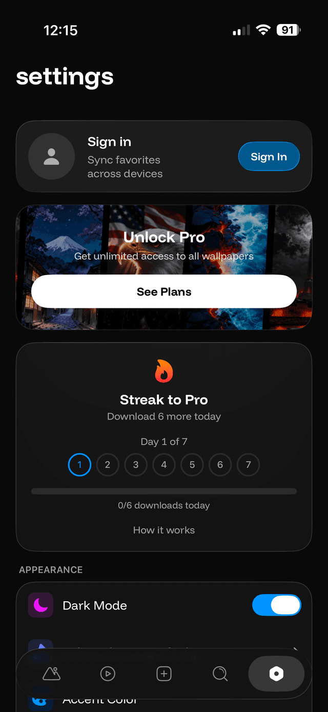 One4Wall Settings tab with customization options